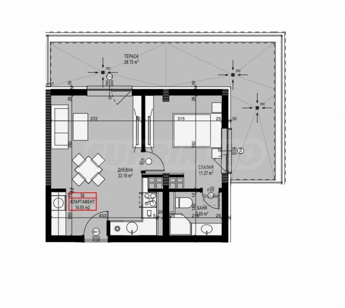 Апартаменты в Софии, Болгария, 88.92 м², фото 2