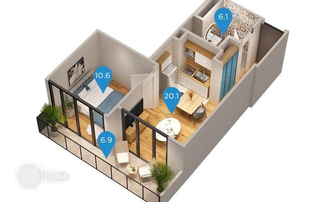Современная 2-комнатная квартира с ремонтом в стильном ЖК, 43,5 м², 17/30 этаж