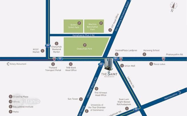 3-комнатные апартаменты в кондо в Чатучаке, Таиланд, фото 2