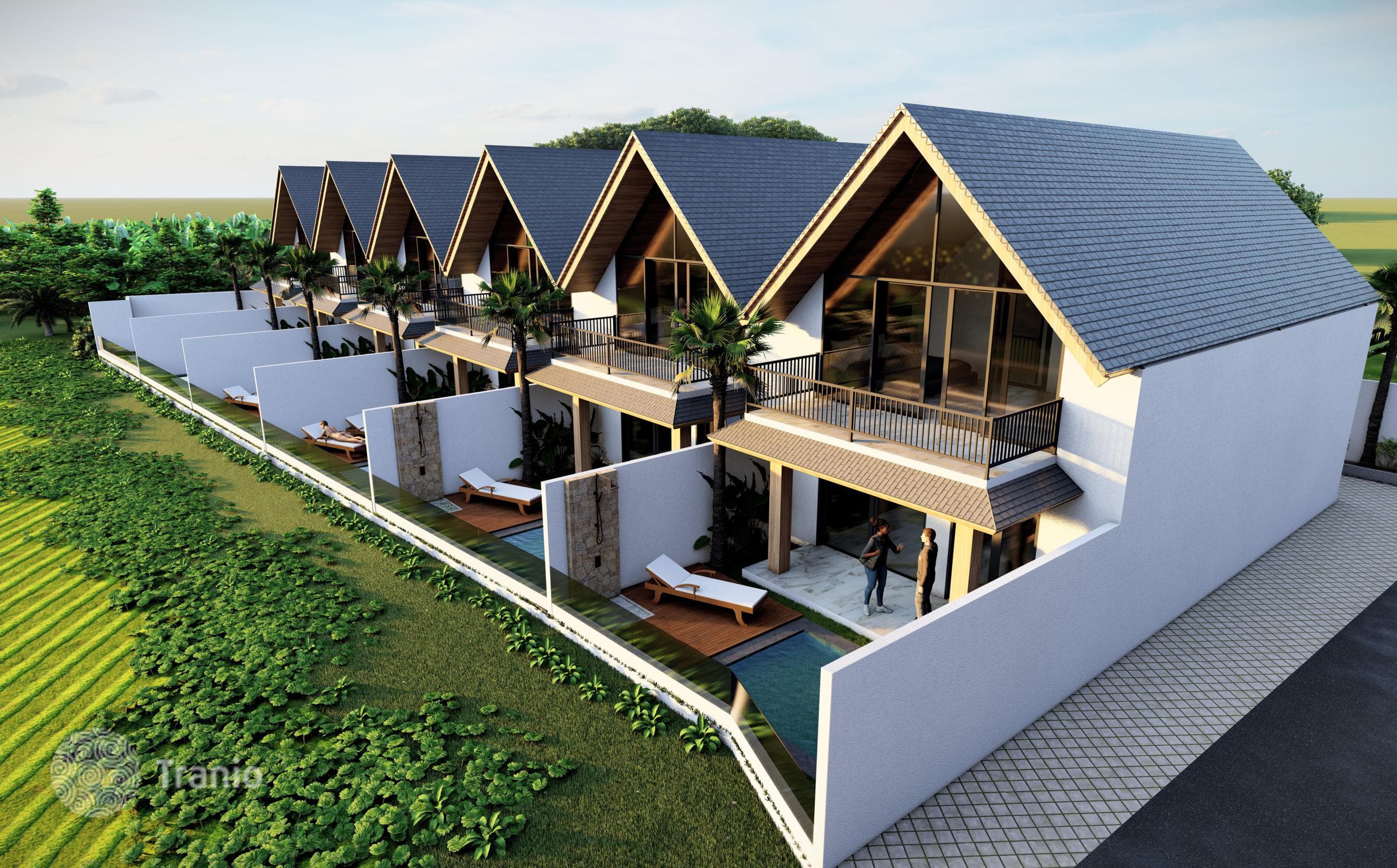 2-Story Townhouses with Rice Field Views in Canggu, Bali