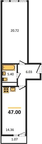 1 к. квартира 47.00 кв. м, 9/11 этаж. ЖК Центральный, Туапсе, Россия