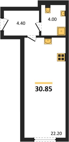 1 к. квартира 30.85 кв. м, 8/11 этаж. ЖК Центральный, Туапсе, Россия