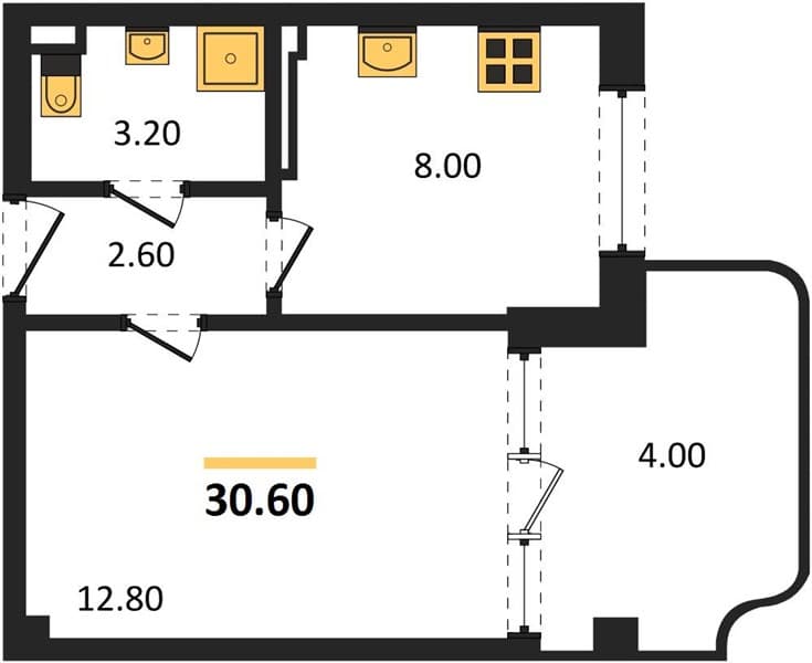 Studio Apartment in Monaco, Agoy, Sochi