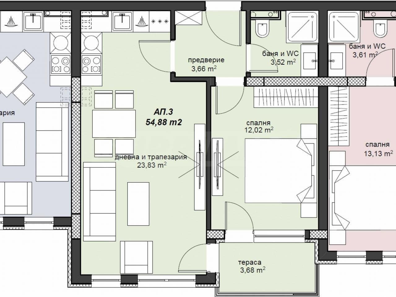 Апартаменты в Пловдиве, Болгария, 65.21 м², фото 4