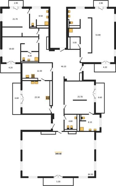 5 к. квартира 349.40 кв. м, 7/9 этаж. ЖК LeePrime Residence Polyana Sochi, Эстосадок, Россия