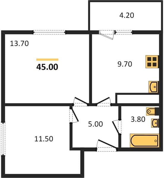 1-Bedroom Apartment in Malina, Novorossiysk