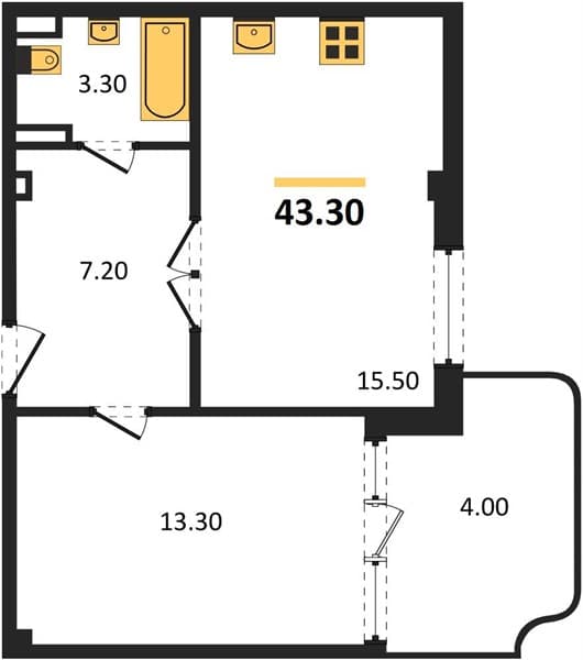 1 к. квартира 43.30 кв. м, 2/3 этаж. ЖК Монако, Агой, Россия
