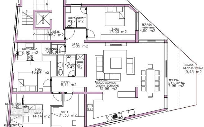 3-Bedroom Penthouse with Sea View in Sukosan, Zadar