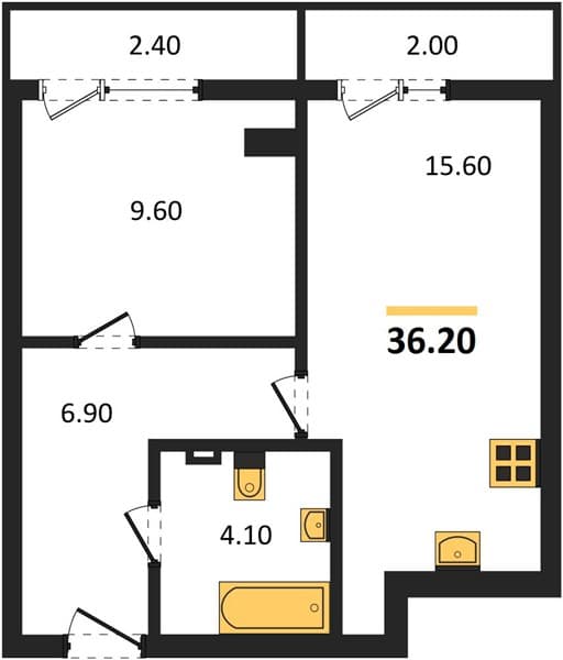 1 к. квартира 36.20 кв. м, 5/11 этаж. ЖК Центральный, Туапсе, Россия