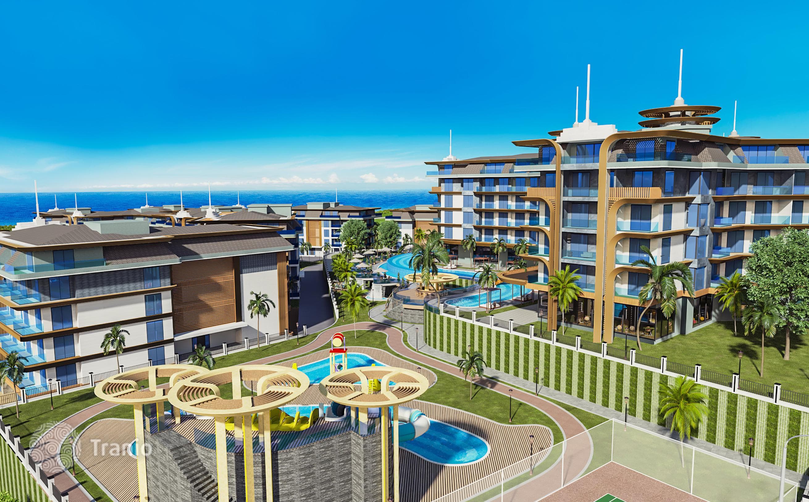 New Apartments with Aquapark and Infinity Pools in Kestel, Alanya