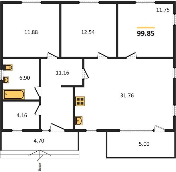 3-Bedroom House 99.85 m² on Ground Floor in Semigorsky