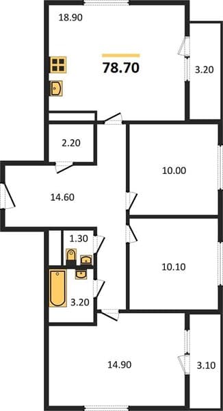 3 к. квартира 78.70 кв. м, 20/23 этаж. ЖК Малина, Новороссийск, Россия