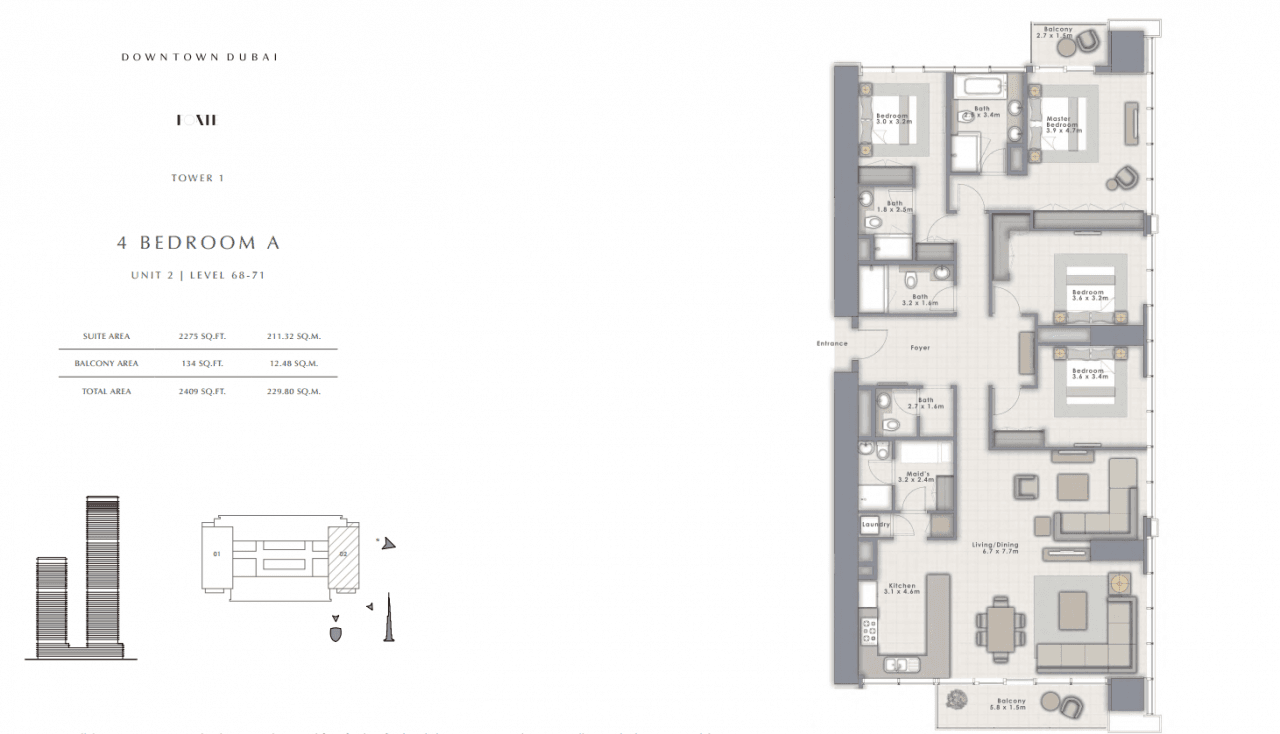 4-Bedroom Apartment on the 69th Floor in Downtown Dubai, photo 5
