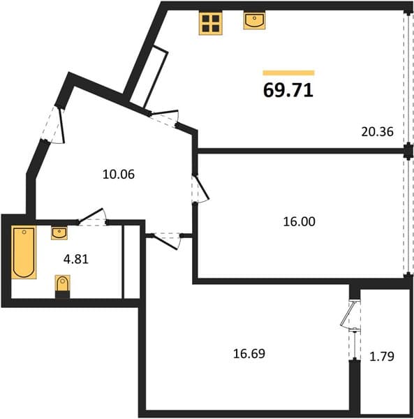 2 к. квартира 69.71 кв. м, 3/20 этаж. ЖК Центральный (Гамма), Анапа, Россия