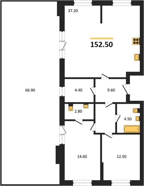 2 к. квартира 152.50 кв. м, 8/10 этаж. ЖК Нескучный сад, Сочи, Россия