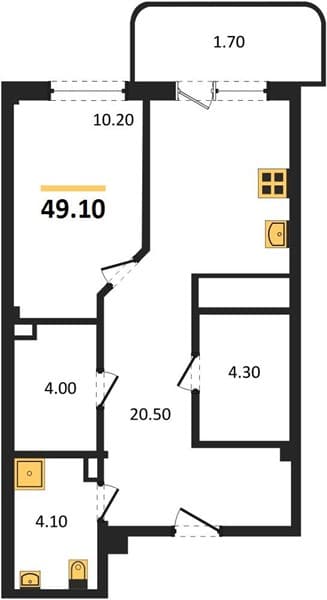 1 к. квартира 44.80 кв. м, 1/3 этаж. ЖК Монако, Агой, Россия