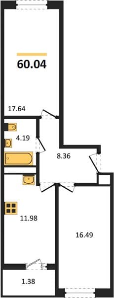 2 к. квартира 60.04 кв. м, 4/20 этаж. ЖК Центральный (Гамма), Анапа, Россия