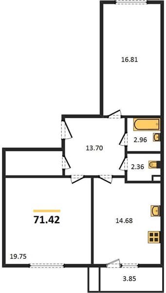 2 к. квартира 71.42 кв. м, 2/8 этаж. ЖК Сады у моря, Темрюк, Россия