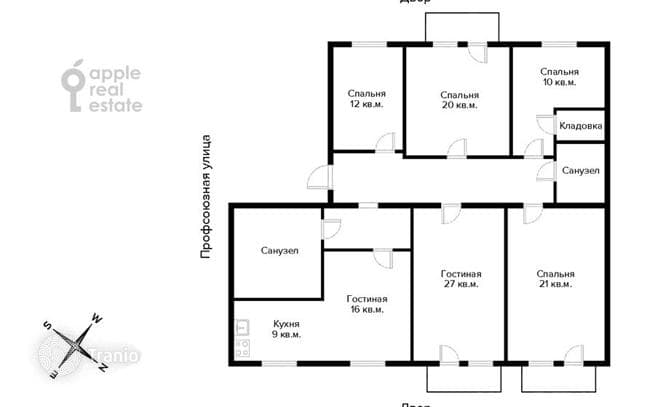4-Bedroom Apartment in Akademicheskiy District, Moscow