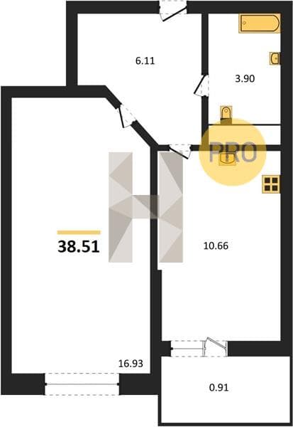 1 к. квартира 38.51 кв. м, 12/20 этаж. ЖК Центральный (Гамма), Анапа, Россия