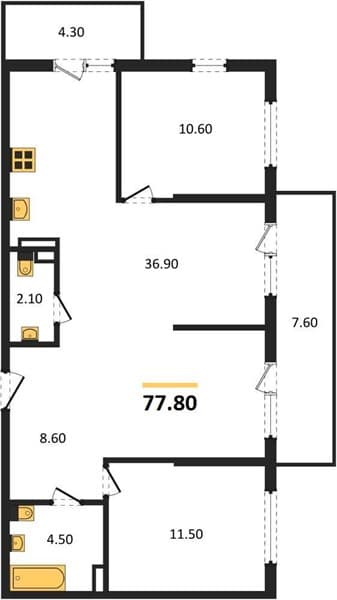 2-Bedroom Apartment with Roof Terrace in Kudepta, Sochi