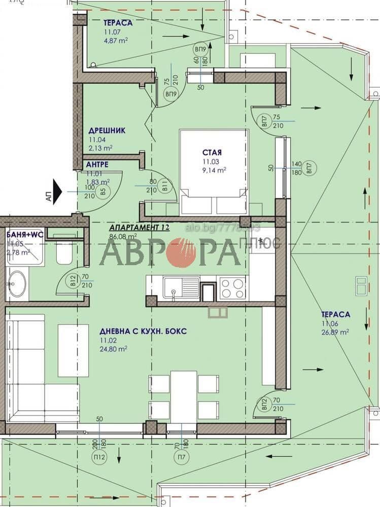 Квартира в Бургасе, Болгария, 103 м²