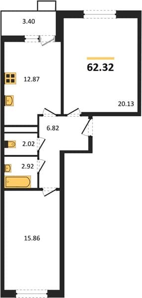 2 к. квартира 62.32 кв. м, 2/8 этаж. ЖК Сады у моря, Темрюк, Россия