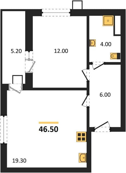 2 к. квартира 46.50 кв. м, 4/5 этаж. ЖК Гостиничный комплекс МОРЕ тут, Голубицкая, Россия