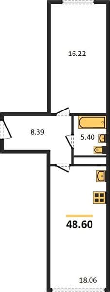 1 к. квартира 48.60 кв. м, 1/11 этаж. ЖК Центральный, Туапсе, Россия