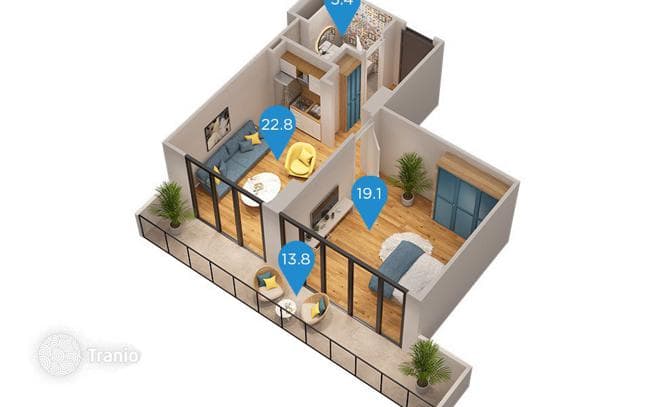 Современная 2-комнатная квартира с ремонтом в стильном ЖК, 61,1 м², 10/30 этаж