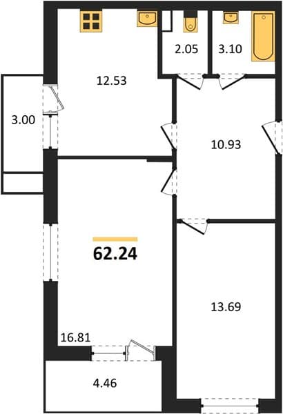 2 к. квартира 62.24 кв. м, 1/8 этаж. ЖК Сады у моря, Темрюк, Россия