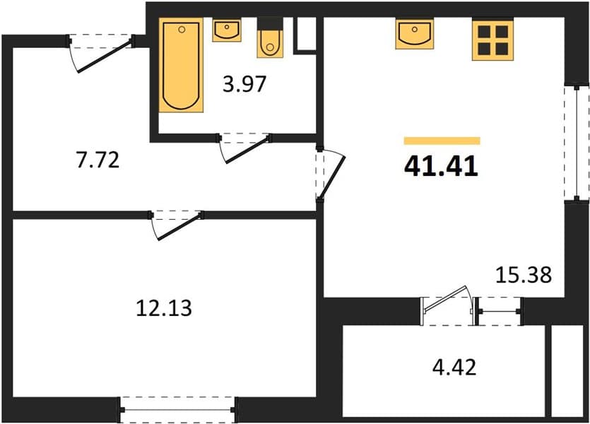 1 к. квартира 41.41 кв. м, 1/8 этаж. ЖК Сады у моря, Темрюк, Россия