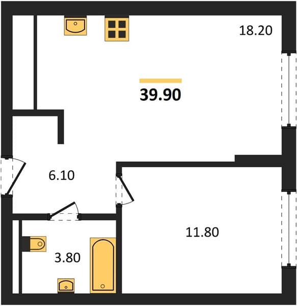 1-Bedroom Apartment with Sea View in Novorossiysk
