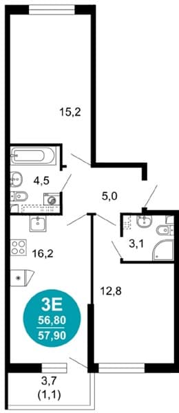 1-Bedroom Apartment with Sea View in Lestoriya, Sochi
