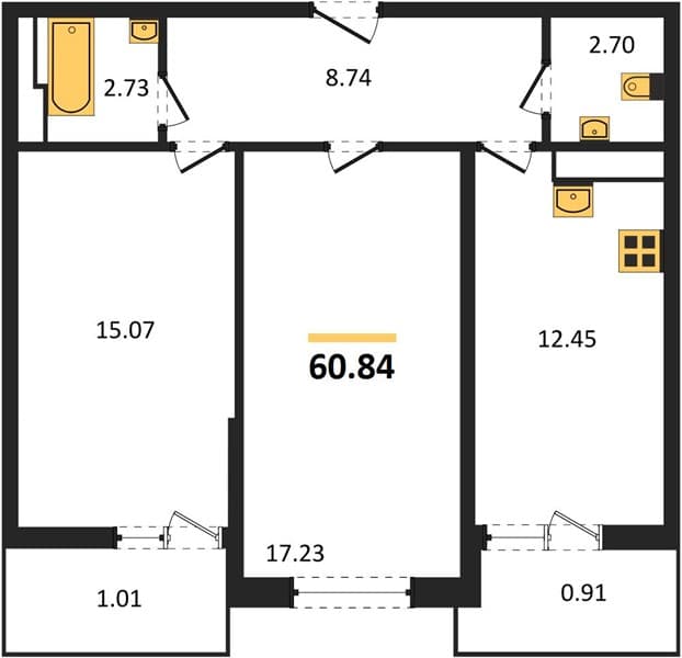 1-Bedroom Apartment in Centralny, Anapa