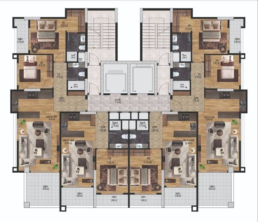 Апартаменты в Мерсине, Турция, 50 м², фото 4