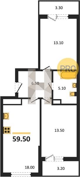 2-Bedroom Apartment in Oblaka-3, Novorossiysk