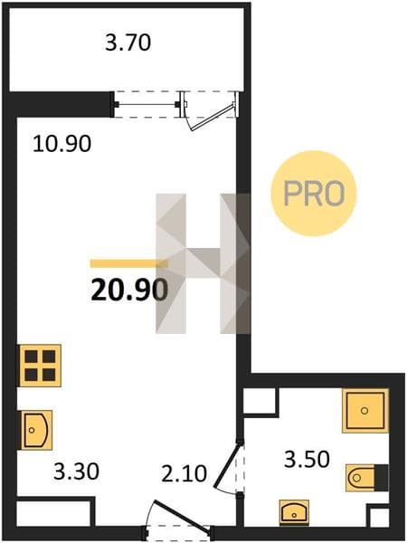 Studio Apartment on the 10th Floor in Flora, Sochi