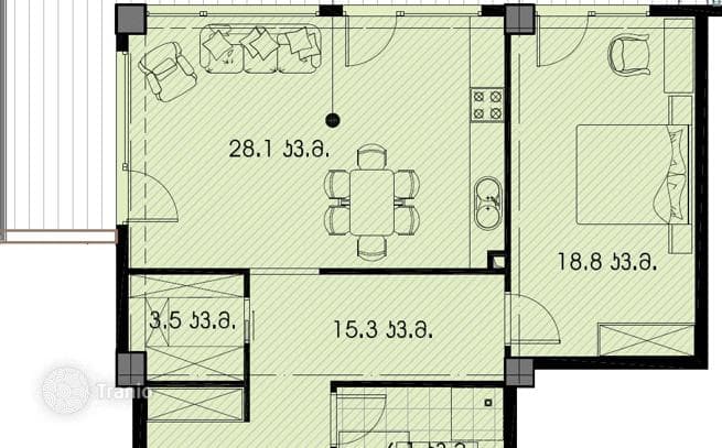 1-Bedroom Apartment with Panoramic Nature Views in Tbilisi