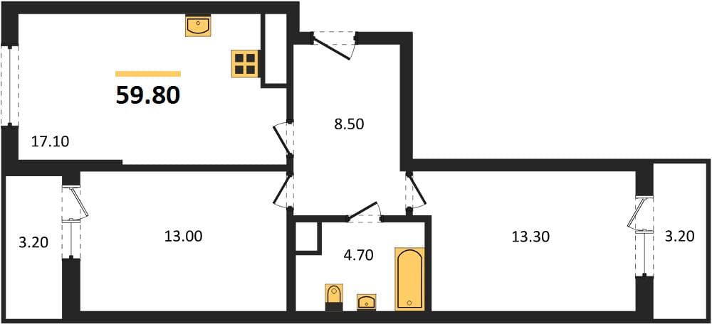1-Bedroom Apartment in Oblaka-3, Novorossiysk
