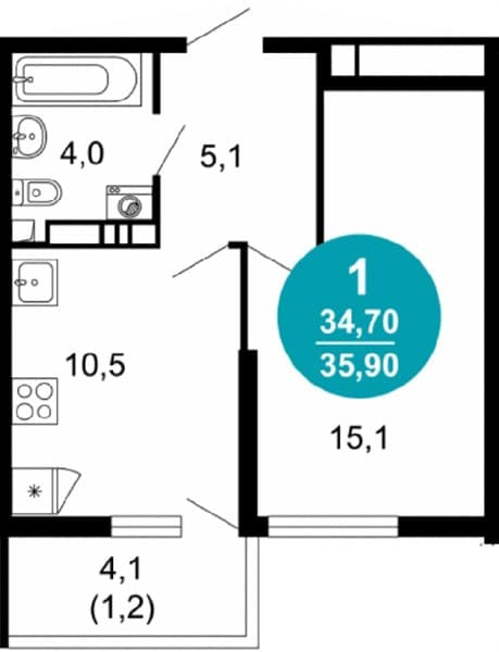 1-Bedroom Apartment in Lestoriya, Sochi