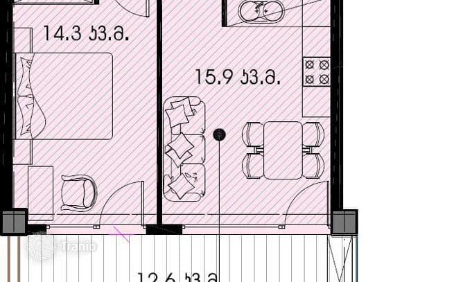 1-Bedroom Apartment with Spacious Balcony in Tbilisi City Center, photo 2