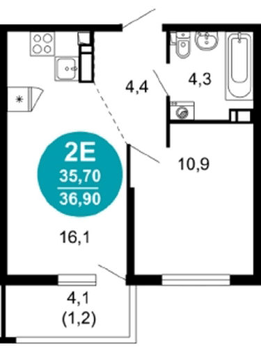 1-Bedroom Apartment in Lestoriya, Sochi