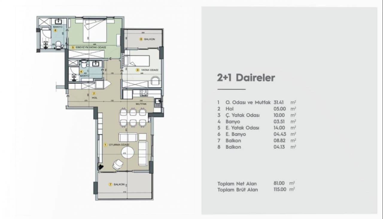 Апартаменты в Мерсине, Турция, 81 м², фото 5
