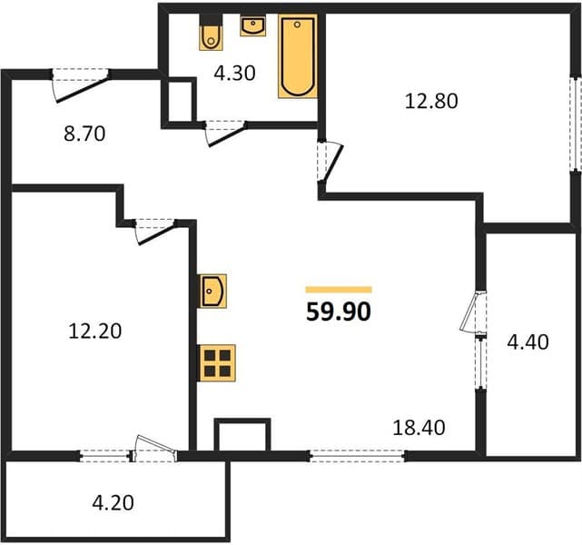 1-Bedroom Apartment with Panoramic Windows in Tsemdolina, Sochi
