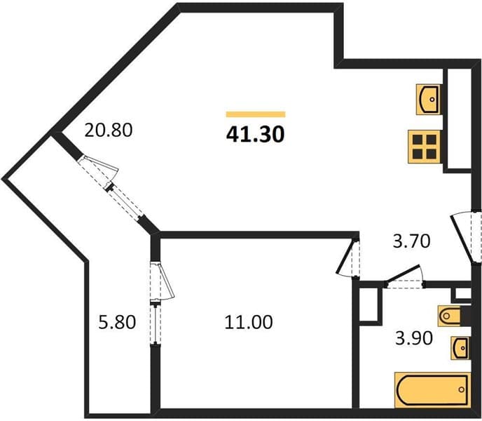 1-Bedroom Apartment on the 22nd Floor in Oblaka-2, Novorossiysk