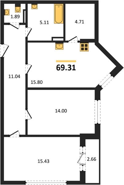 2-Bedroom Apartment in Svetsky Les, Sochi