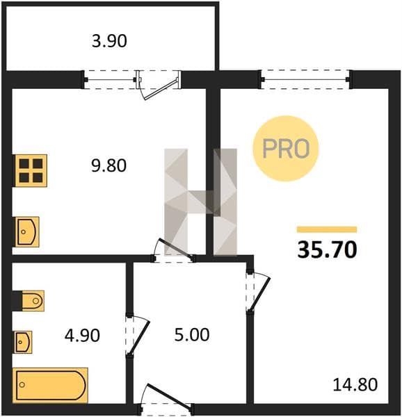 1-Bedroom Apartment in Clouds-3, Novorossiysk