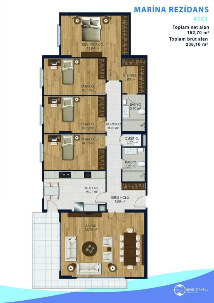 Апартаменты в Стамбуле, Турция, 239.2 м², фото 5