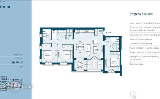 3-Bedroom Apartment with Terrace on the Adriatic Sea in Luštica Bay, Montenegro